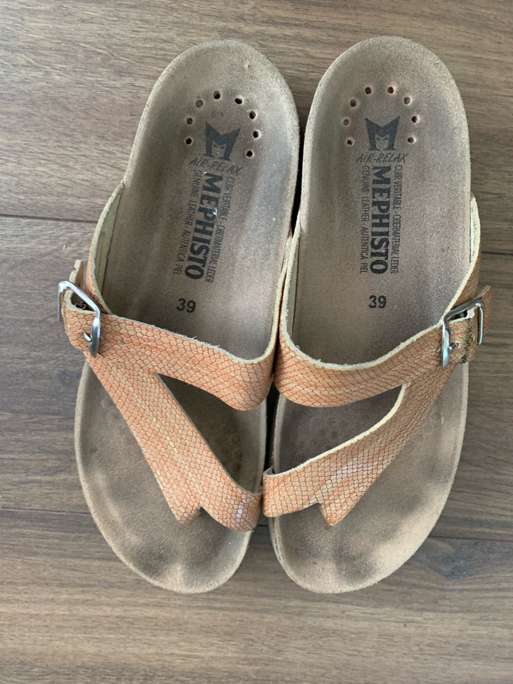 Mephisto Women's Helen Leather Leather Buckle Slide Sandals size 39 US 8.5